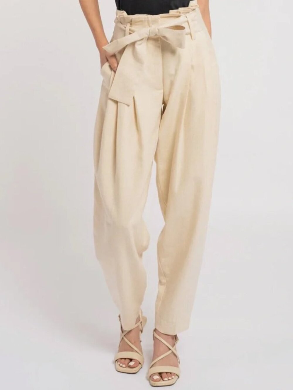LAUDE THE LABEL Traveler Pant 100% Linen Cream Size 4